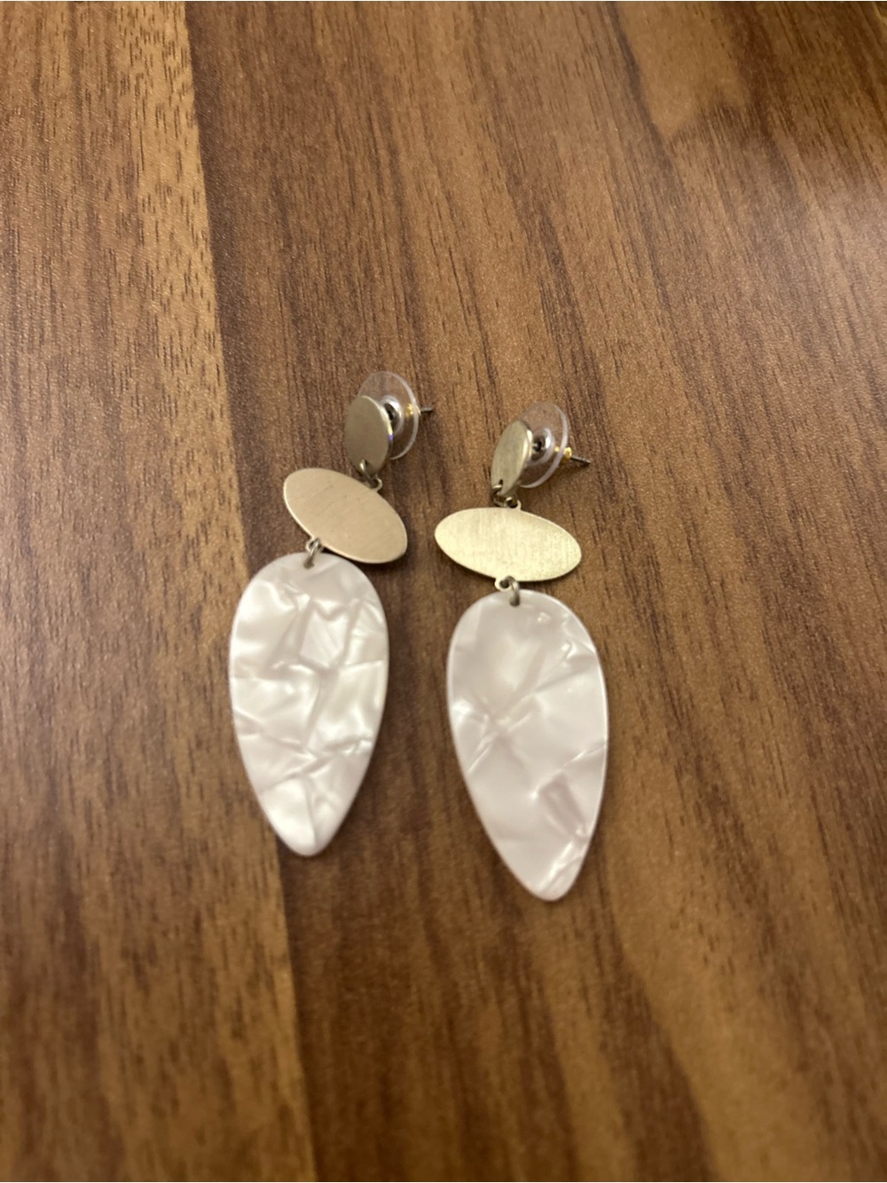 Gold and Pearl White Drop Earrings - Women Jewelry
